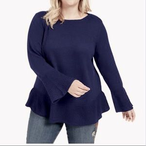 STYLE & CO PLUS SIZE NAVY RUFFLE SWEATER